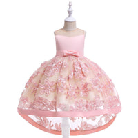 Flower Girl Embroidered Mesh Tail Dress - PrettyKid