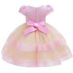 Girls' Prom Dress Princess Dress Color Matching Short Sleeve Dress - PrettyKid