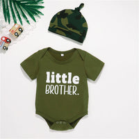 Baby Little Brother Printed Short Sleeve Romper & Pants & Hat Buy Baby clothing Wholesale - PrettyKid