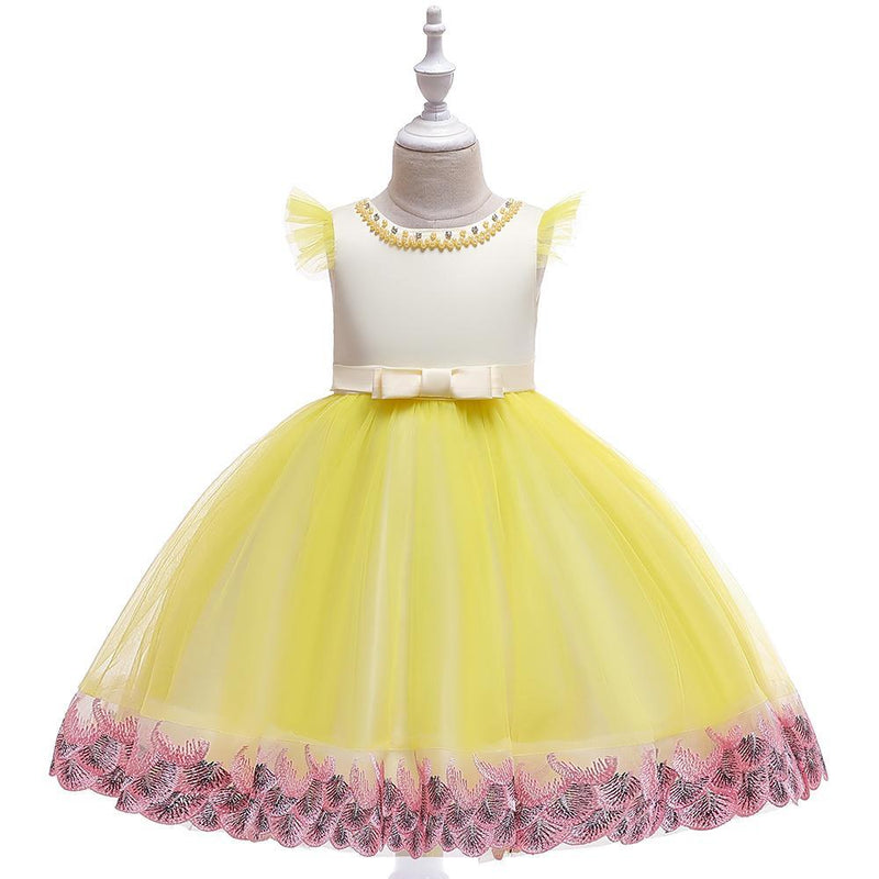 Girl Lace Fly Sleeve Princess Dress - PrettyKid