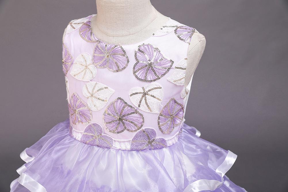 Flower Girl Layered Tutu Embroidered Princess Dress - PrettyKid