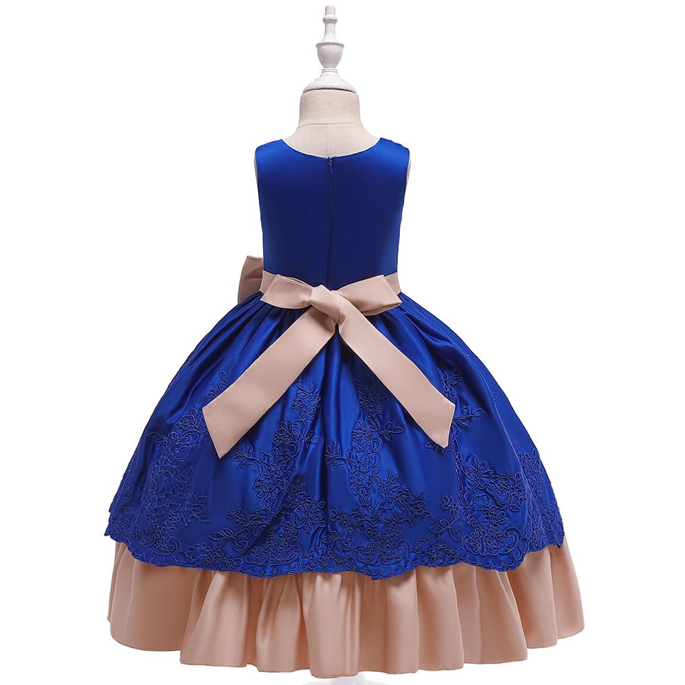 Girl Satin Long Tutu Princess Performance Dress - PrettyKid