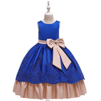 Girl Satin Long Tutu Princess Performance Dress - PrettyKid