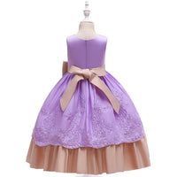 Girl Satin Long Tutu Princess Performance Dress - PrettyKid