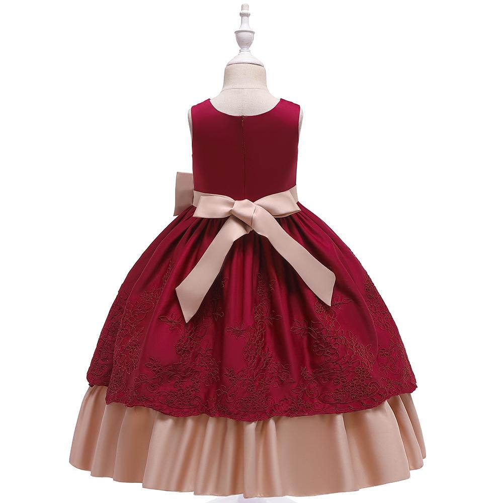 Girl Satin Long Tutu Princess Performance Dress - PrettyKid