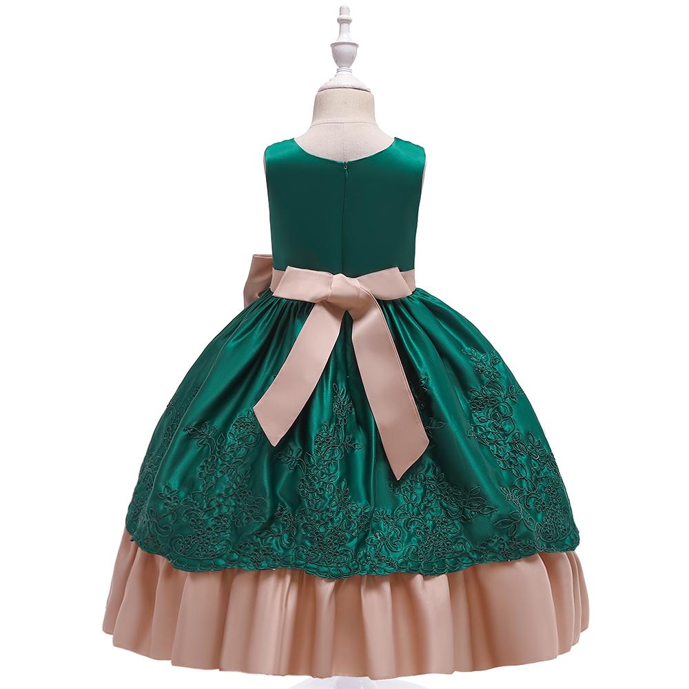 Girl Satin Long Tutu Princess Performance Dress - PrettyKid