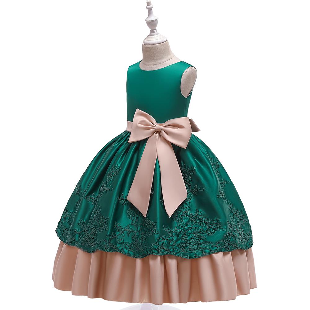 Girl Satin Long Tutu Princess Performance Dress - PrettyKid