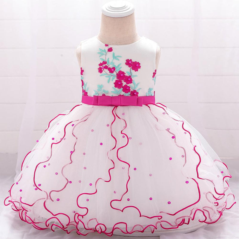 Baby Girl Beaded Mesh Princess Tutu Flower Dress - PrettyKid