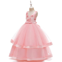 Long girl's dress princess dress wedding dress girls performance dress - PrettyKid