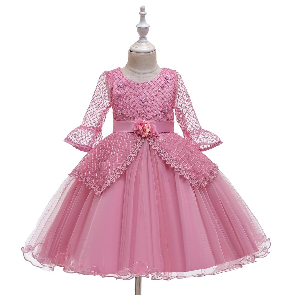 Girls' Dress Princess Dress Lace Half Sleeve Performance Clothes - PrettyKid