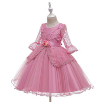 Girls' Dress Princess Dress Lace Half Sleeve Performance Clothes - PrettyKid