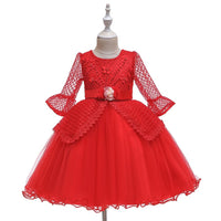 Girls' Dress Princess Dress Lace Half Sleeve Performance Clothes - PrettyKid