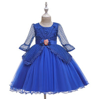 Girls' Dress Princess Dress Lace Half Sleeve Performance Clothes - PrettyKid