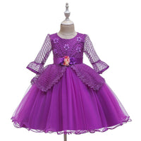 Girls' Dress Princess Dress Lace Half Sleeve Performance Clothes - PrettyKid