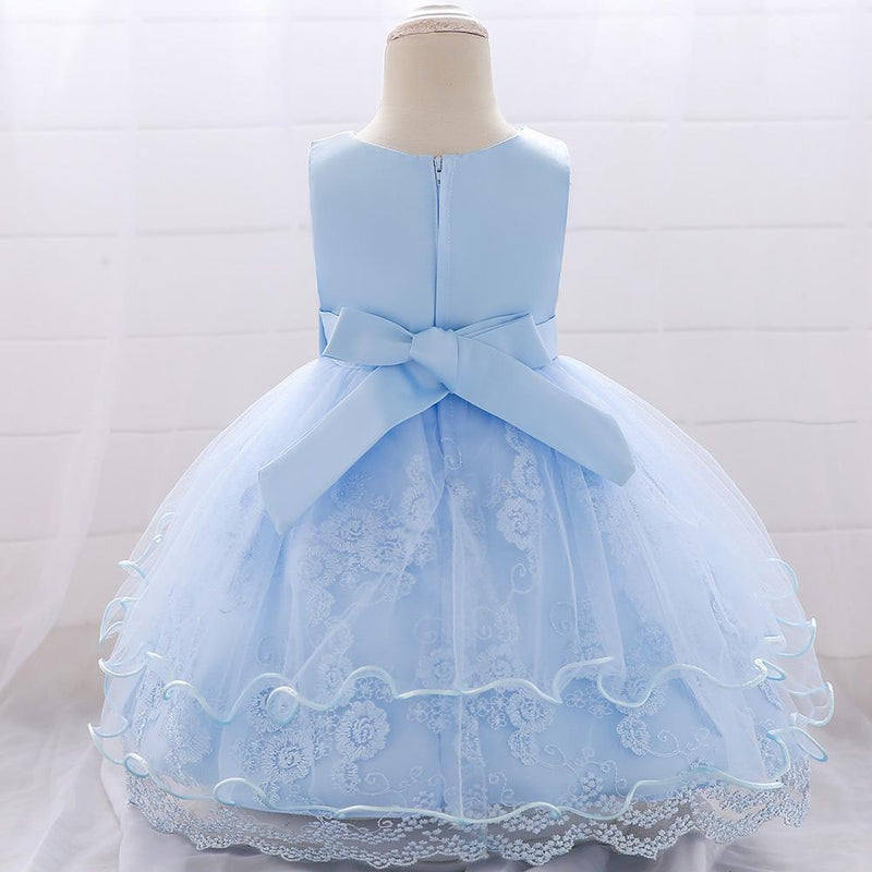 Baby Girl Big Bow Flower Princess Dress - PrettyKid