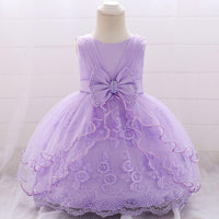 Baby Girl Big Bow Flower Princess Dress - PrettyKid