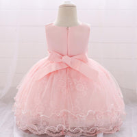 Baby Girl Big Bow Flower Princess Dress - PrettyKid