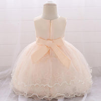 Baby Girl Big Bow Flower Princess Dress - PrettyKid