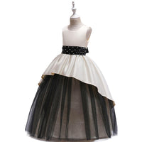 Girl Satin Beaded Tutu Princess Long Catwalk Dress - PrettyKid