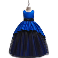 Girl Satin Beaded Tutu Princess Long Catwalk Dress - PrettyKid