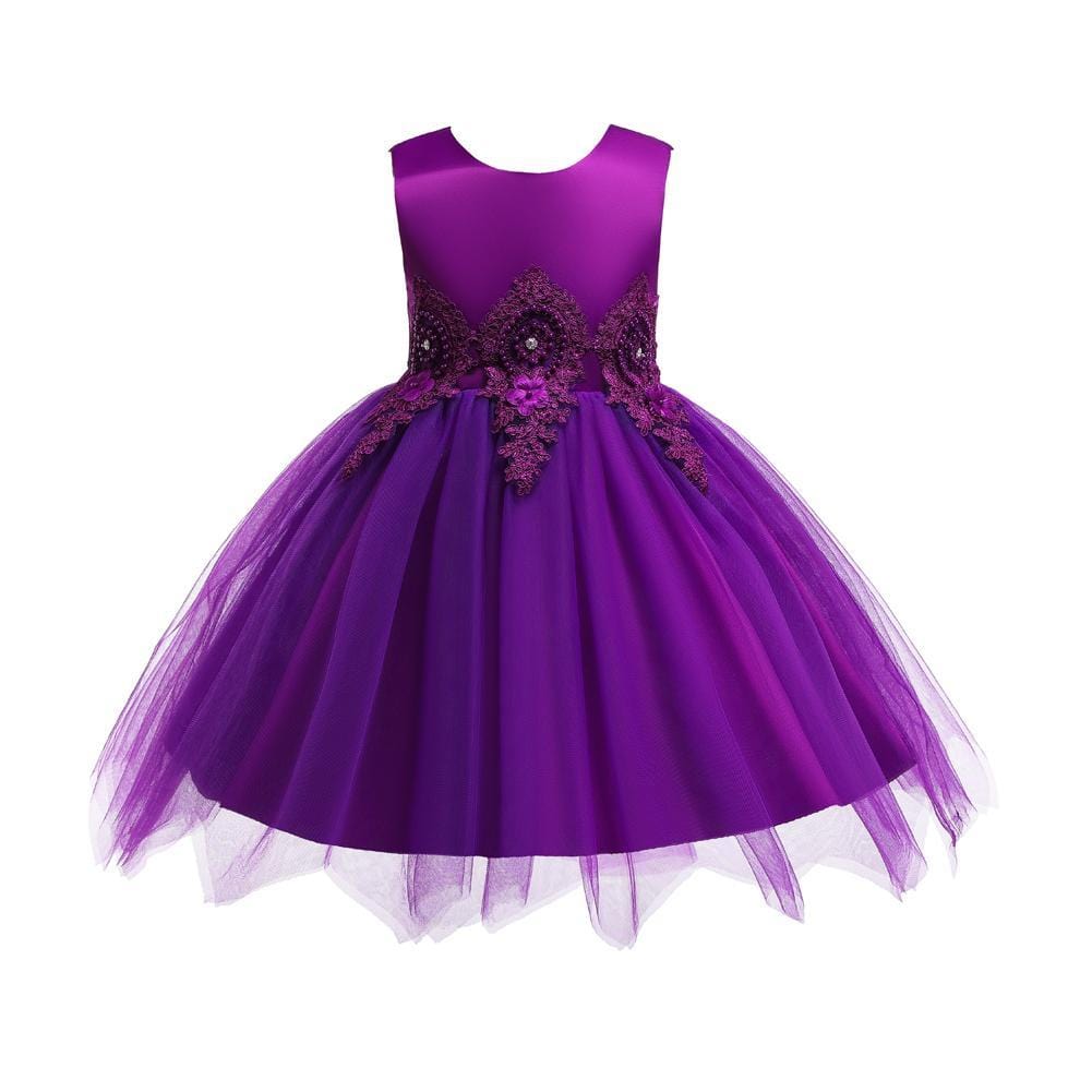 Girls' Party Dress Wedding Princess Dress Tutu Mesh Flower Girl Dress - PrettyKid