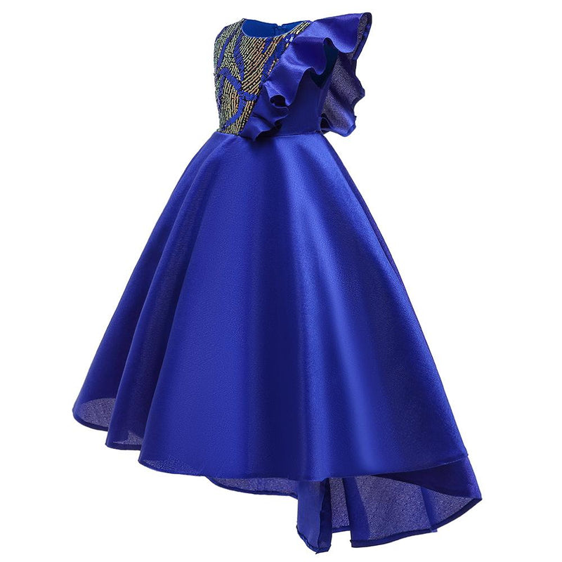 Girl's Wedding Dress Long Princess Skirt Girl's Sleeveless Tail Dress - PrettyKid