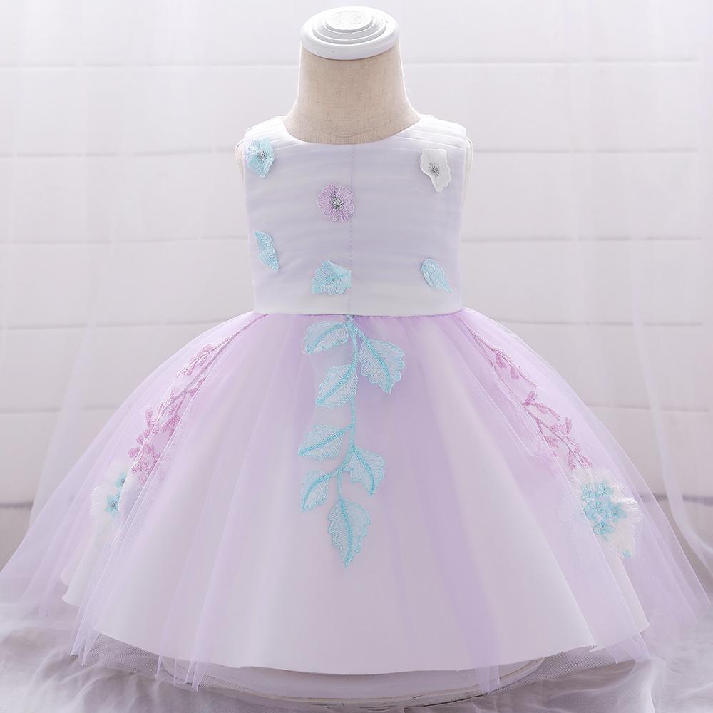 Baby Girl Flower Embroidered Princess Dress - PrettyKid