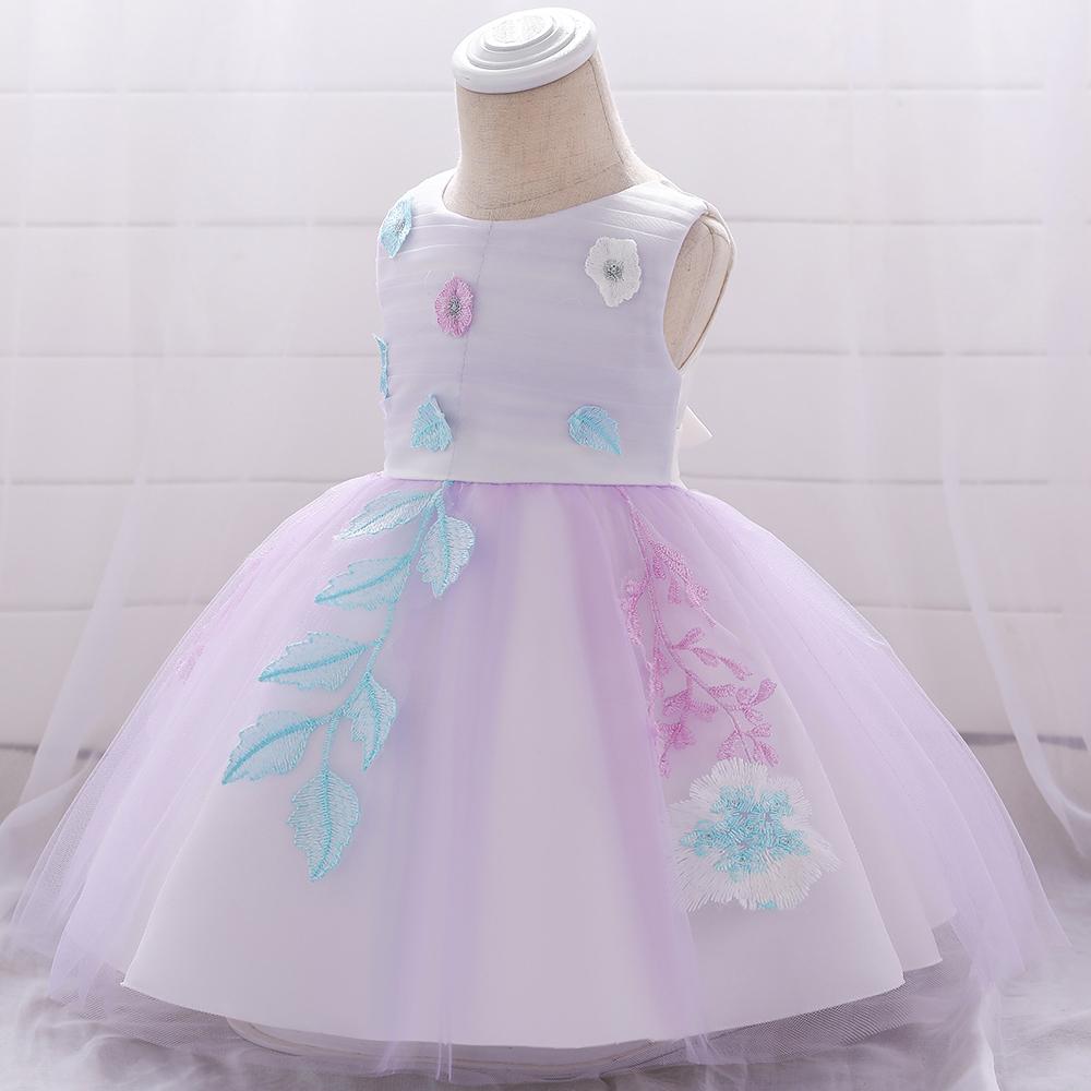 Baby Girl Flower Embroidered Princess Dress - PrettyKid