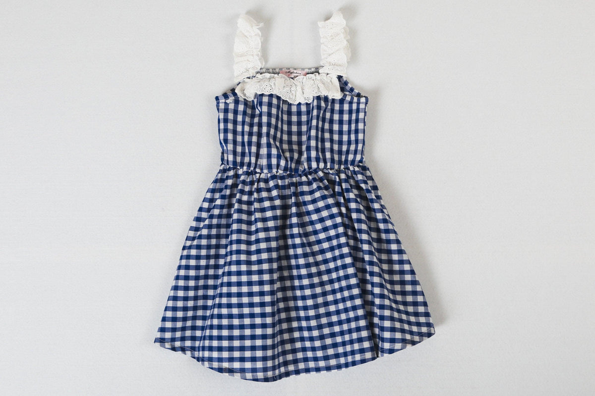 Girls Fashion Lace Princess Plaid Suspender Dress - PrettyKid