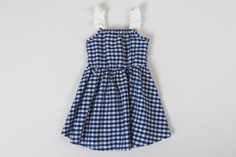 Girls Fashion Lace Princess Plaid Suspender Dress - PrettyKid