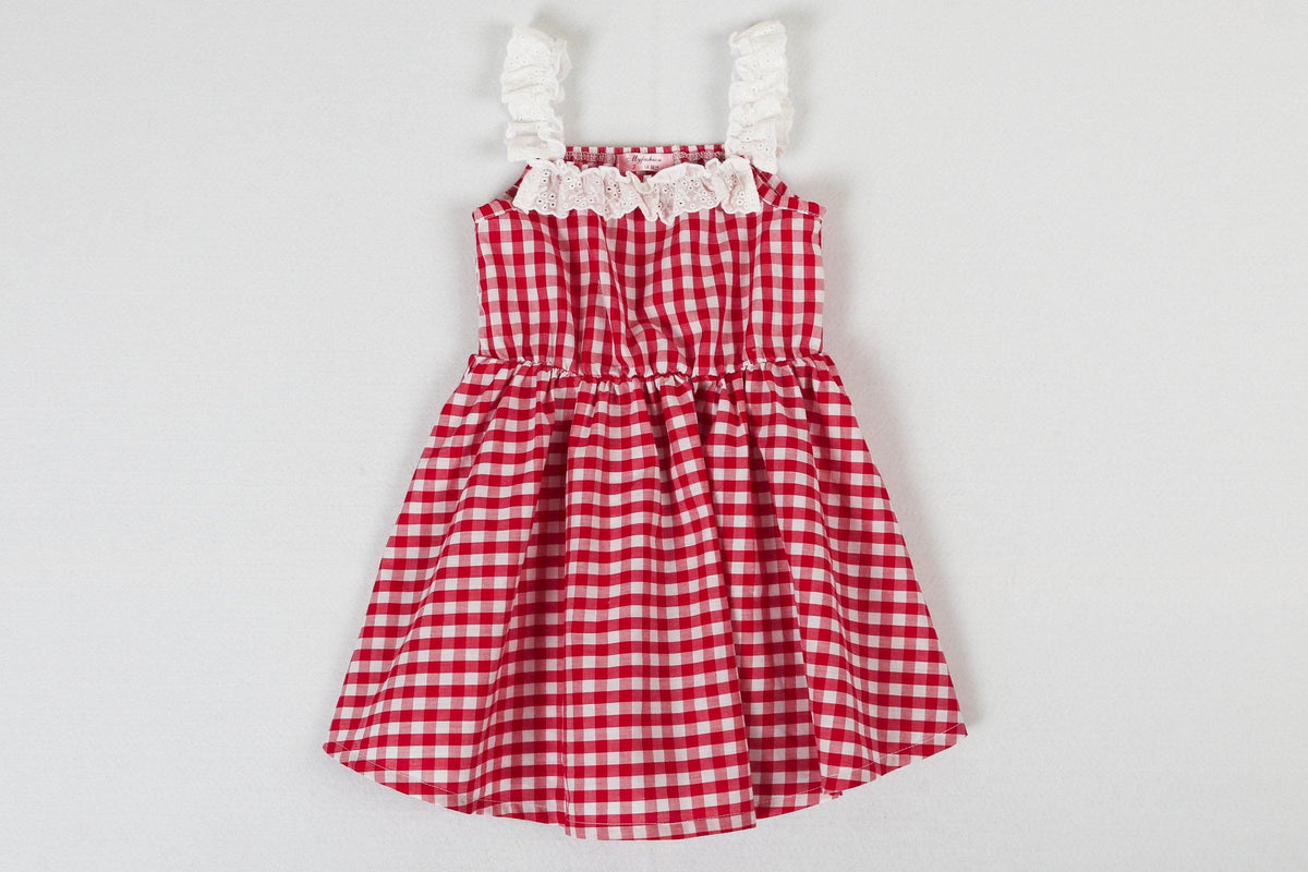 Girls Fashion Lace Princess Plaid Suspender Dress - PrettyKid