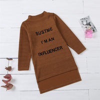 Girls I'm Influencer Long Sleeve Fashion Dress Toddler Girls Wholesale - PrettyKid