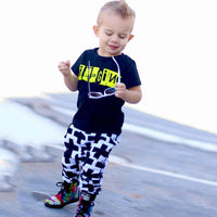 Boys Imagine Printed Short Sleeve T-shirt & Cross Printed Pants Boy Clothing Wholesale - PrettyKid