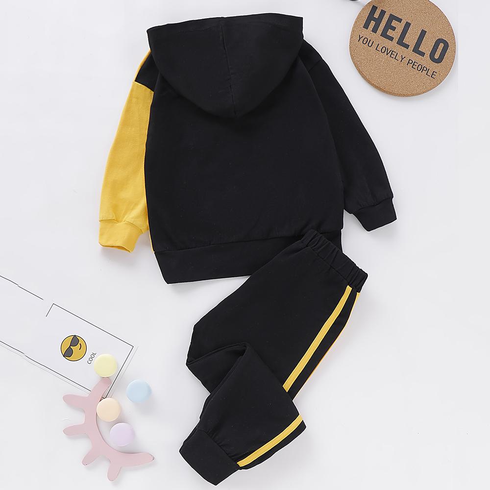 Unisex Ing Color Contrast Long Sleeve Hooded Top & Pants Kids Wholesale Clothing - PrettyKid