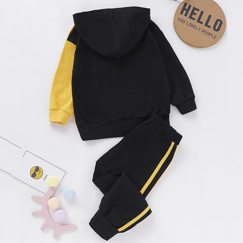 Unisex Ing Color Contrast Long Sleeve Hooded Top & Pants Kids Wholesale Clothing - PrettyKid