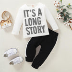 Baby It's A Long Story Printed Long Sleeve Top & Pants Cheap Boutique Baby Clothing - PrettyKid