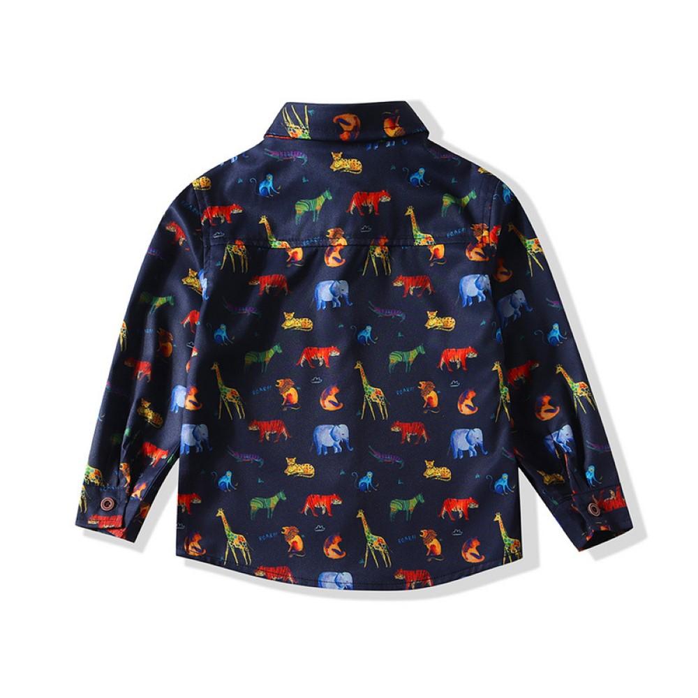 Boys Animal Forest Pattern Shirt Wholesale Toddler Boy Clothes - PrettyKid