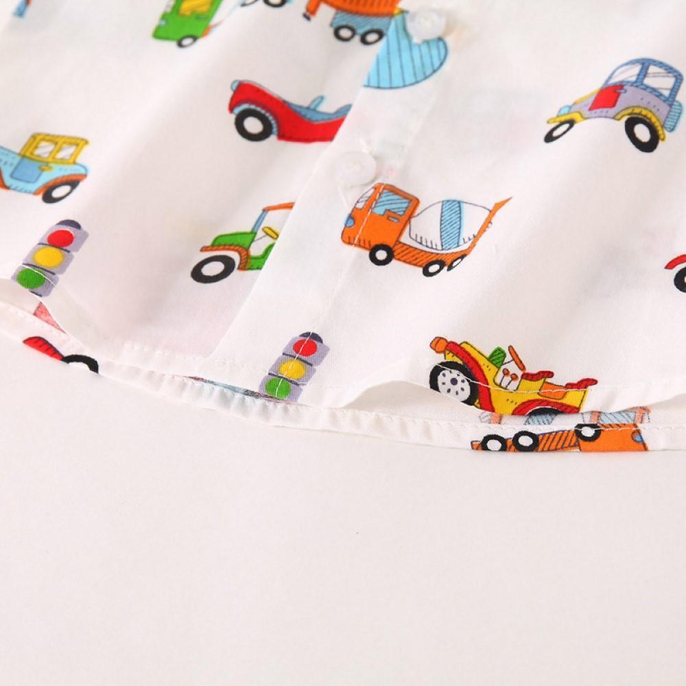 Boys Car Carrtoon Pattern Lapel Shirt Wholesale Boys Clothing - PrettyKid