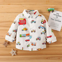 Boys Car Carrtoon Pattern Lapel Shirt Wholesale Boys Clothing - PrettyKid