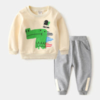 Boys Cartoon Aniaml Dinosaur Pattern Top & Pants Little Boy Boutique Wholesale - PrettyKid