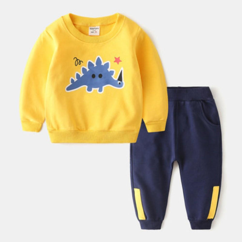 Boys Cartoon Aniaml Dinosaur Pattern Top & Pants Little Boy Boutique Wholesale - PrettyKid