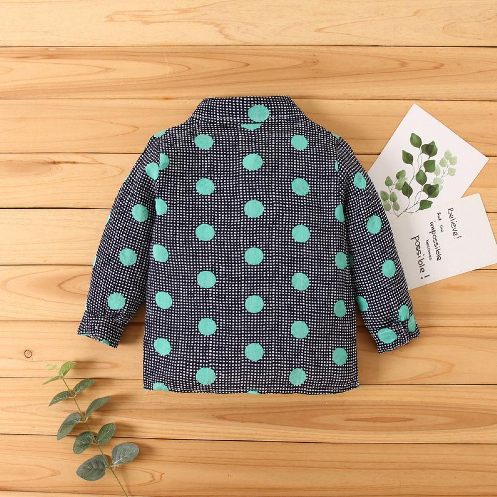 Kid Boys Dots Lapel Long Sleeve Shirt Boys Clothes Wholesale - PrettyKid