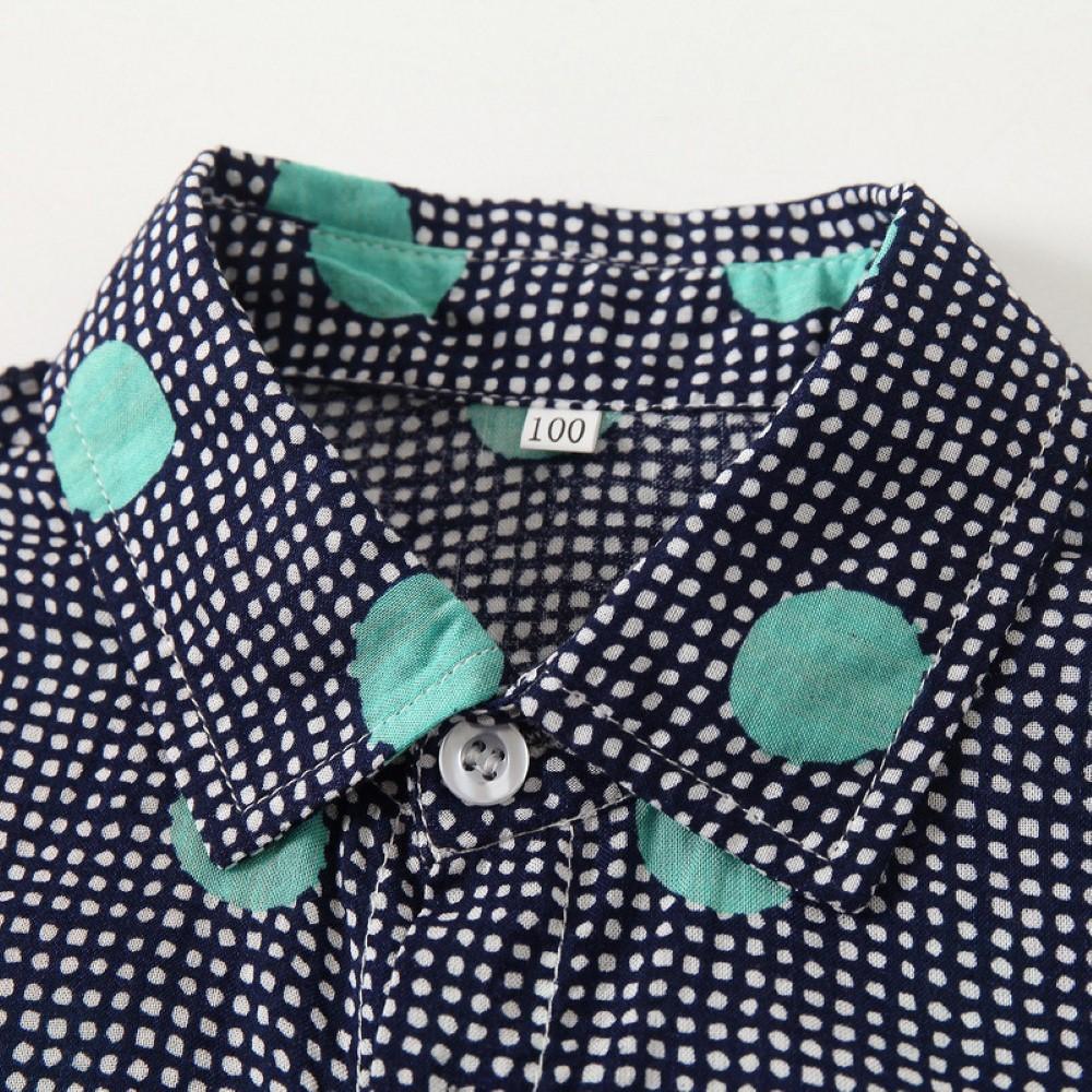 Kid Boys Dots Lapel Long Sleeve Shirt Boys Clothes Wholesale - PrettyKid