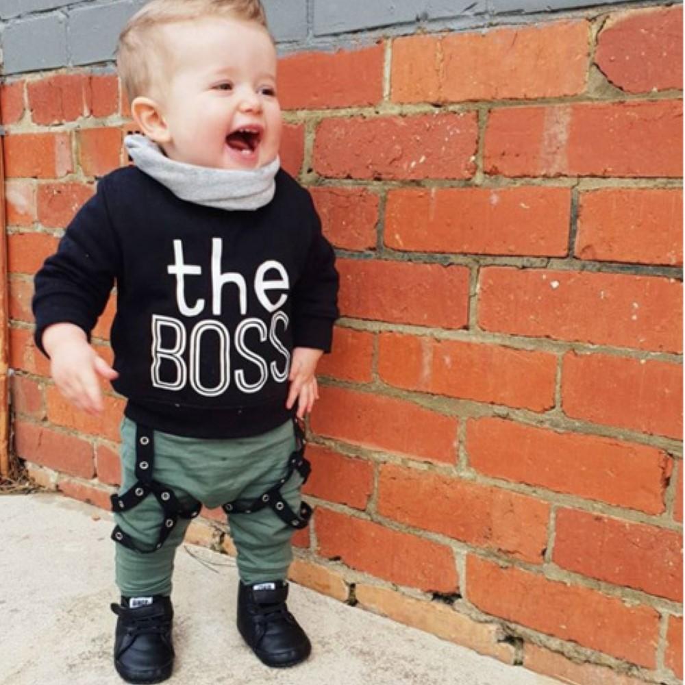 Kid Boys Little Boss Letter Printed Top Wholesale Boy Clothes - PrettyKid