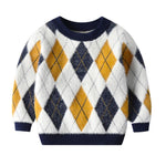 Kid Diamond Pattern Mink Down Sweater Boys Wholesale Clothing - PrettyKid