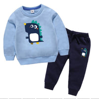 Kid Litte Dinosaur Cartoon Printed Top & Pants Boy Clothes Wholesale - PrettyKid