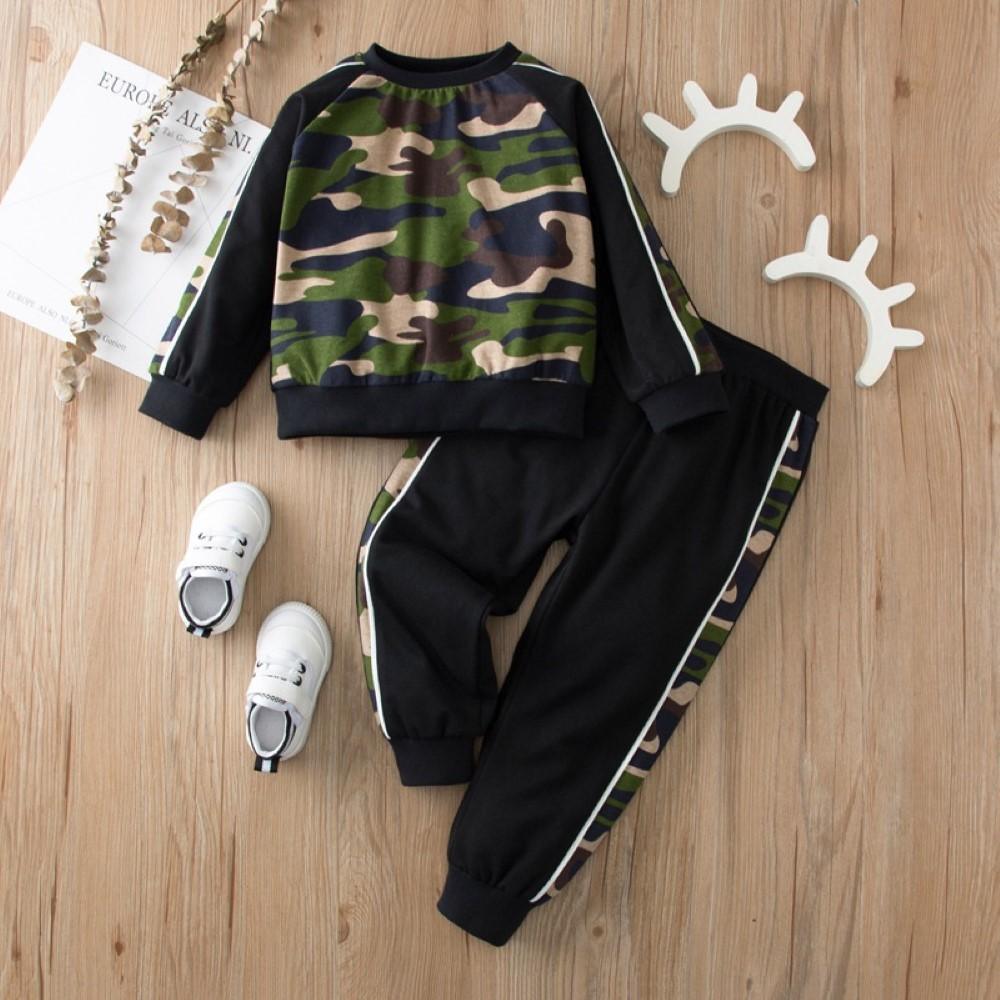 Kid Unisex Camouflage Long Sleeve Suits Boys Wholesale Clothes - PrettyKid