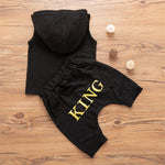 Baby Boys King Printed Sleeveless Hooded Top & Shorts Buy Baby Clothes Wholesale - PrettyKid