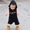 Baby Boys King Printed Sleeveless Hooded Top & Shorts Buy Baby Clothes Wholesale - PrettyKid
