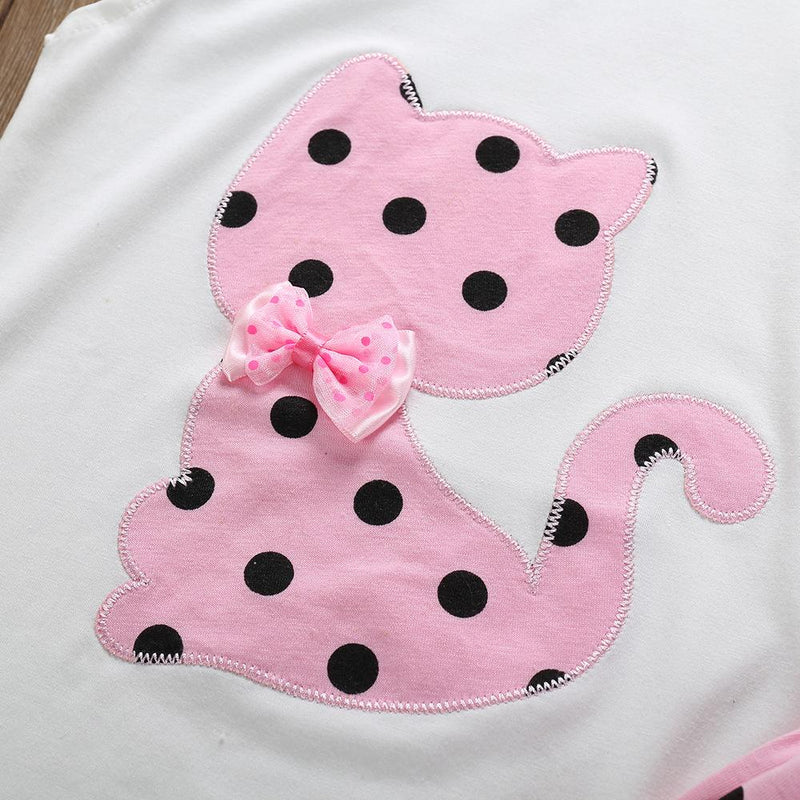 Girls Kitty Polka Dot Lace Sleeveless Top & Shorts Baby Girl Wholesale - PrettyKid